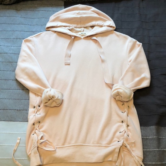 Garage Light Pink Side Tied Hoodie - Picture 1 of 5